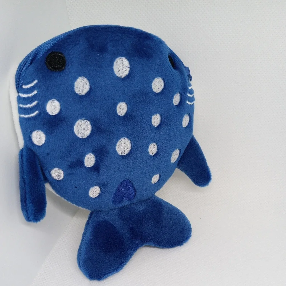 Dark Blue Whale Shark Coin Wallet Plush Coin Bag  Key Earphone Pouch